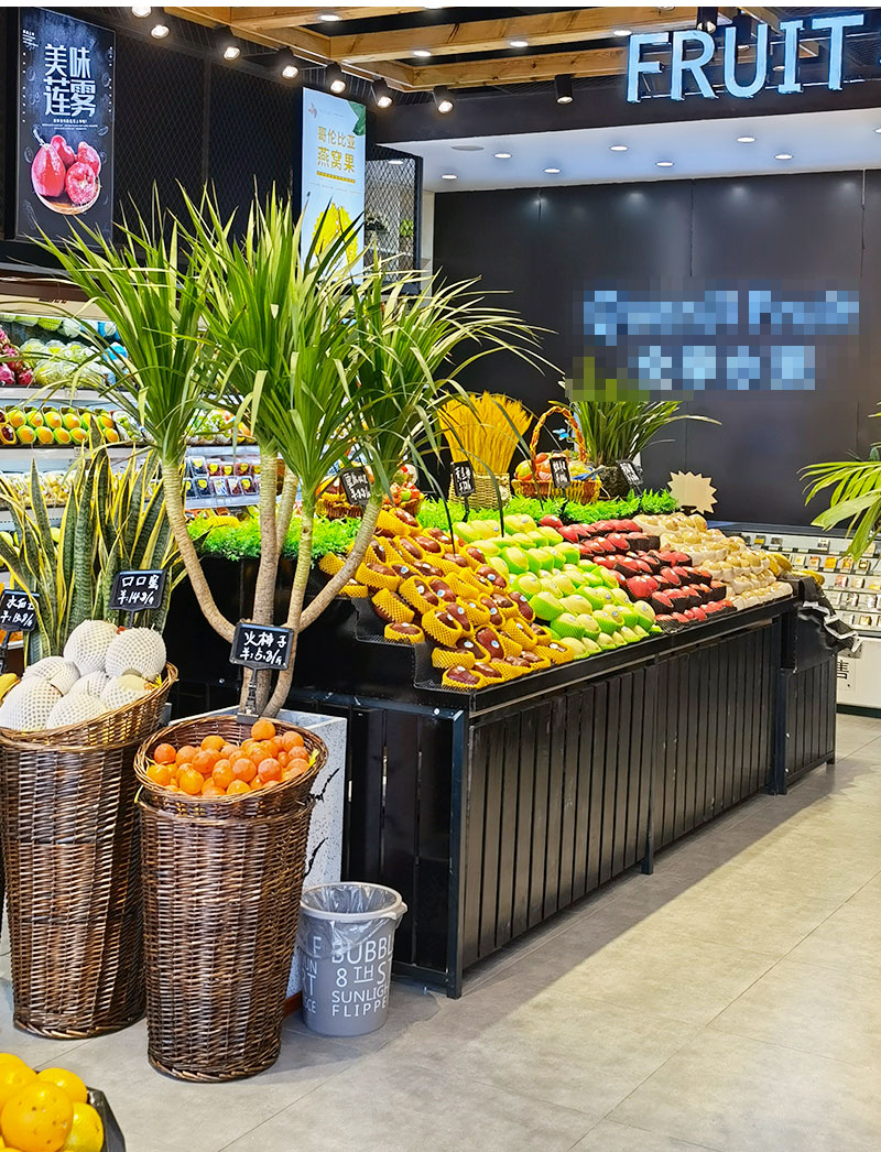 水果货架展示架超市水果货架定制水果店台阶柜果蔬陈列中岛柜梯形边柜