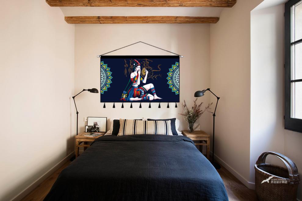 民族风挂布云南民宿装饰民族风挂毯墙面挂画布艺卧室床头布画横版挂毯