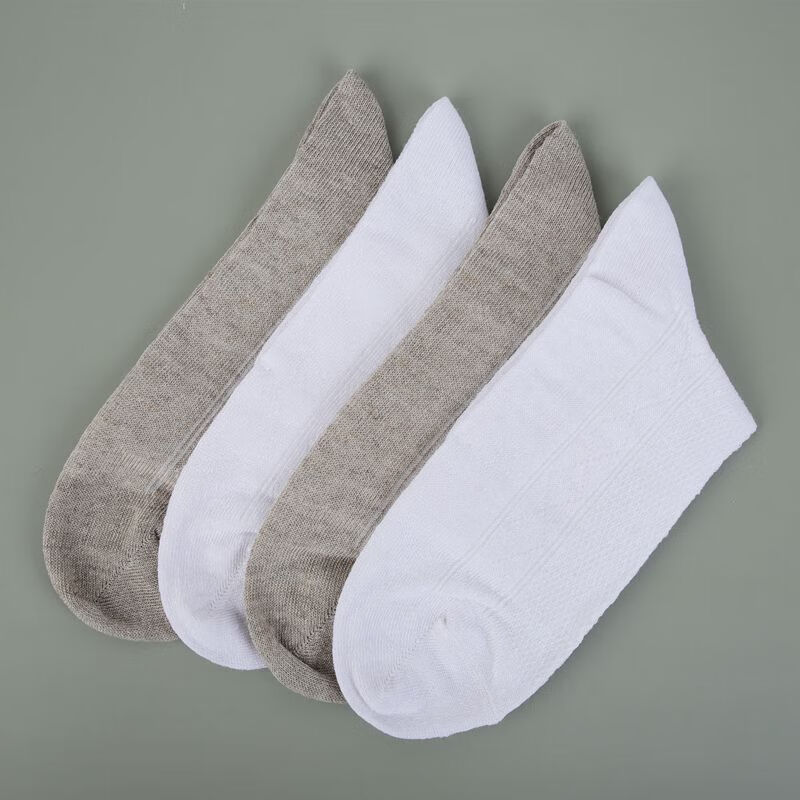 亚麻袜子哈麻双鹤夏季透气男士女中筒袜中腰纯麻网眼亚麻袜子吸汗灰色