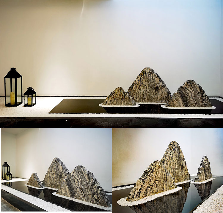 雪浪石切片组合造景天然景观石假山石头庭院枯山水造景摆件 五块组合