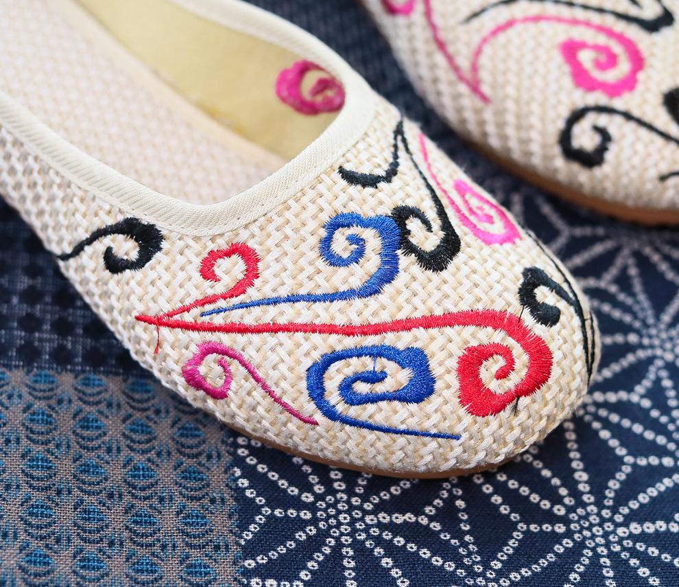 牛筋底绣花拖鞋老北京布鞋女士包头凉拖休闲春夏季散步旅游蝴蝶35