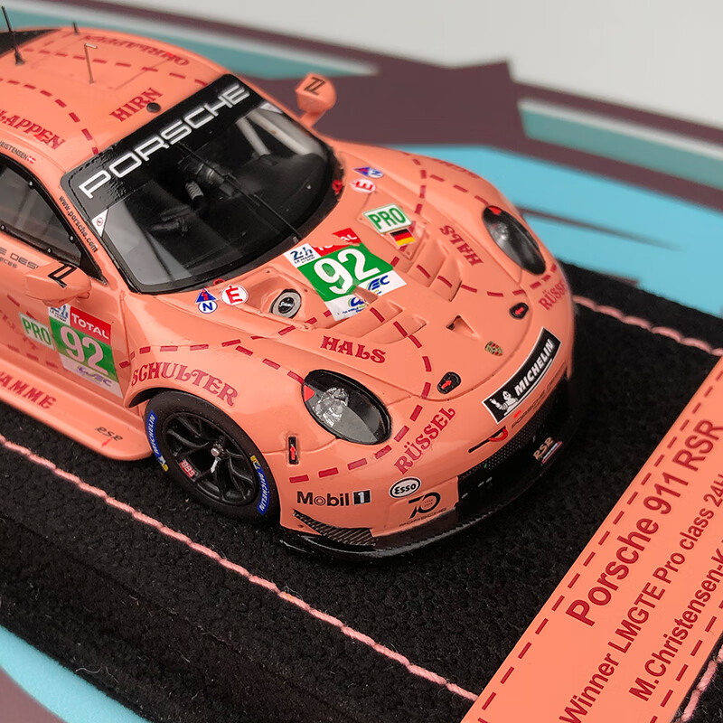 spark保时捷911rsr粉猪勒芒赛车超跑汽车模型收藏摆件树脂定制 1/43