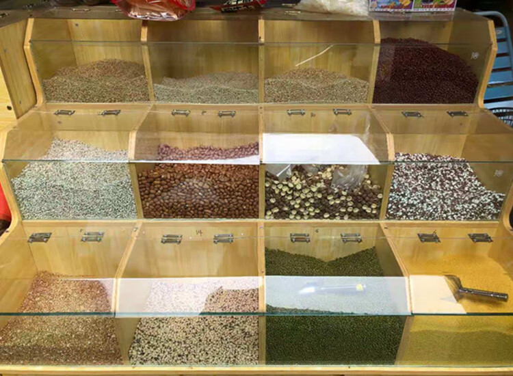 超市散货零食店堆头展示架五谷杂粮散称装食品展示柜摆米干果货架8格