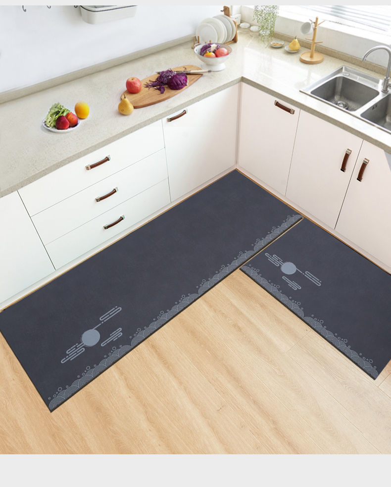 厨房地垫防油防水家用门口进门耐脏防滑垫子门垫吸水脚垫新款云河月深