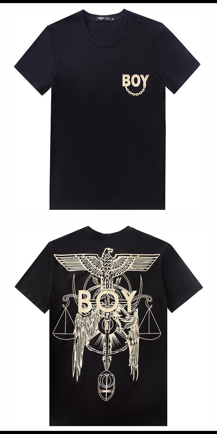 boy老鹰翅膀夏季纯棉短袖t恤男修身潮牌男士半截袖体恤薄款上衣服 017