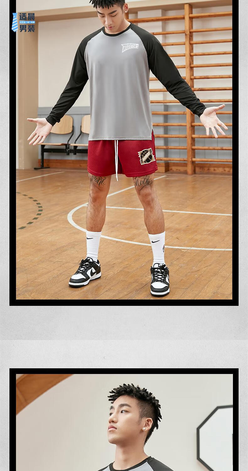适晨篮球短裤男美式网眼四分裤直筒裤透气休闲运动复古训练不过膝球裤