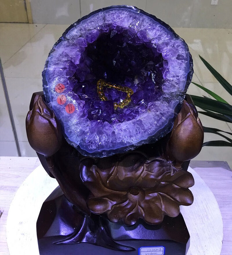 古珍紫水晶紫晶洞摆件原矿绿皮送长辈妈妈老婆女朋友礼物3619cm1225