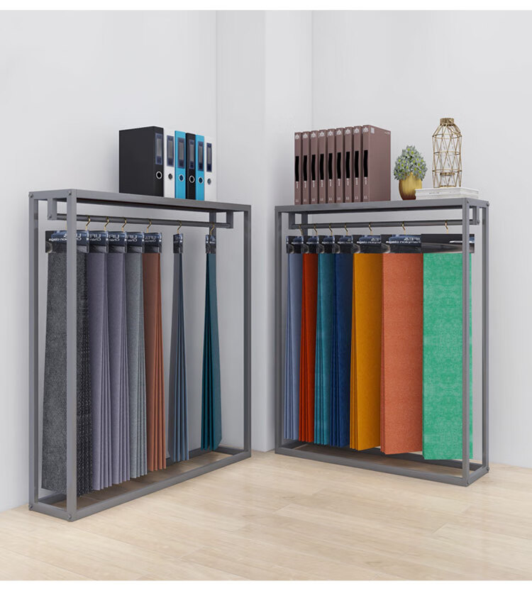 窗帘吊卡展示架 窗帘吊卡架布艺小样样品样本展示架展会陈列架稳单排