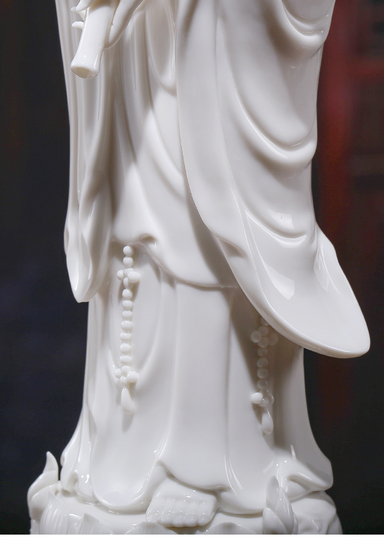 德化白瓷滴水观音菩萨像陶瓷佛像居家供奉立莲观世音菩萨 单龙滴水