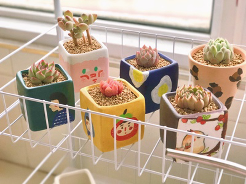 小花盆彩绘陶瓷上色幼教儿童涂鸦画亲子制作美术diy材料石膏yj14白色