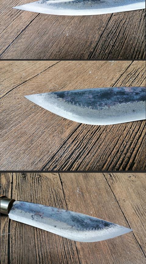 苗家匠人纯手工锻打屠宰刀杀羊刀放血刀分割刀具 圆把直头【图片 价格