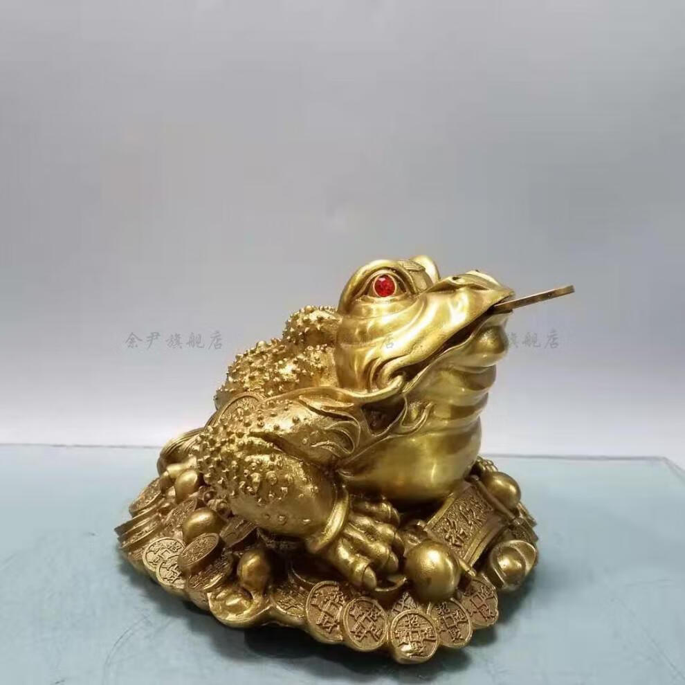 元宝三足蟾蜍纯铜金蟾摆件元宝蟾三足金蟾八卦蟾四方纳财蟾蜍开业礼品