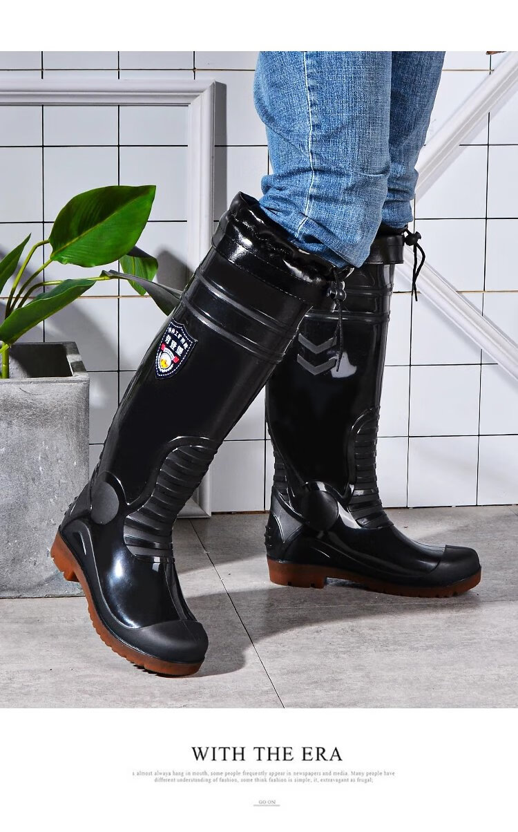 yqztndn加厚特高筒男士雨鞋加长筒胶鞋套脚水鞋牛筋底防滑雨靴胶鞋男