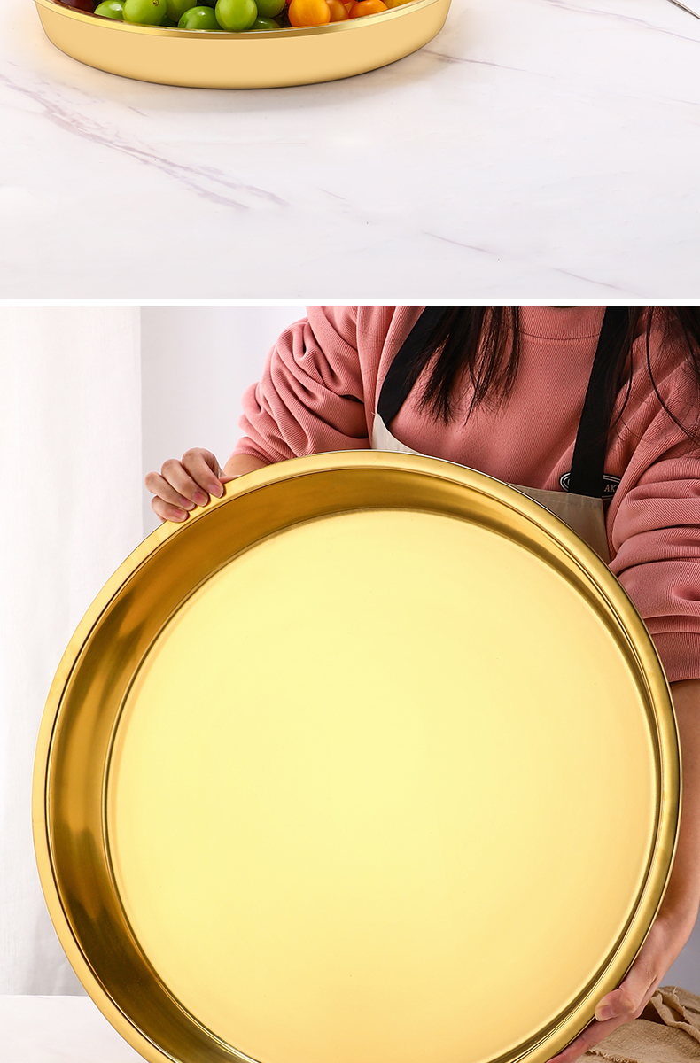 凉皮锣锣不锈钢大圆盘大盘鸡专用平底圆形铁盘子家用凉皮锣锣蒸盘菜盘