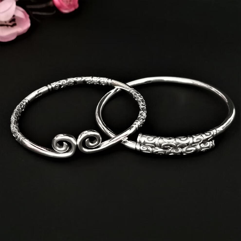 素写紧箍咒999足银手镯新品齐天大圣学生男女潮流情侣手环金箍棒标配