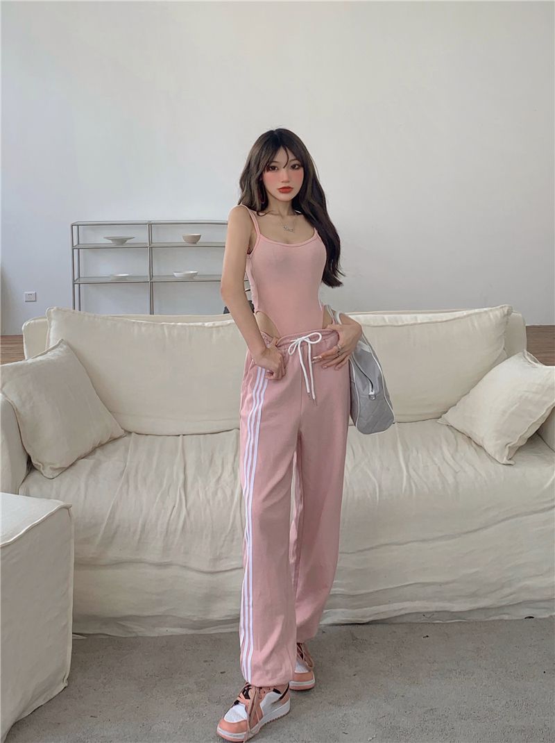 连体衣背心女性感吊带小背心女夏季ins潮不规则性感辣妹粉色紧身外穿