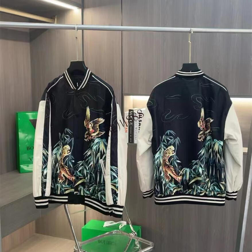 nasa giss外套男秋季潮牌百搭虎鹰印花丝绸夹克高街痞帅拼接国潮棒球