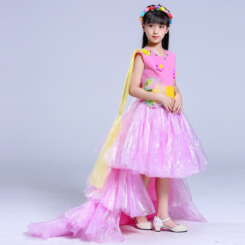 橦华儿童环保时装秀衣服男童服装diy材料手工制作衣服幼儿园亲子女孩