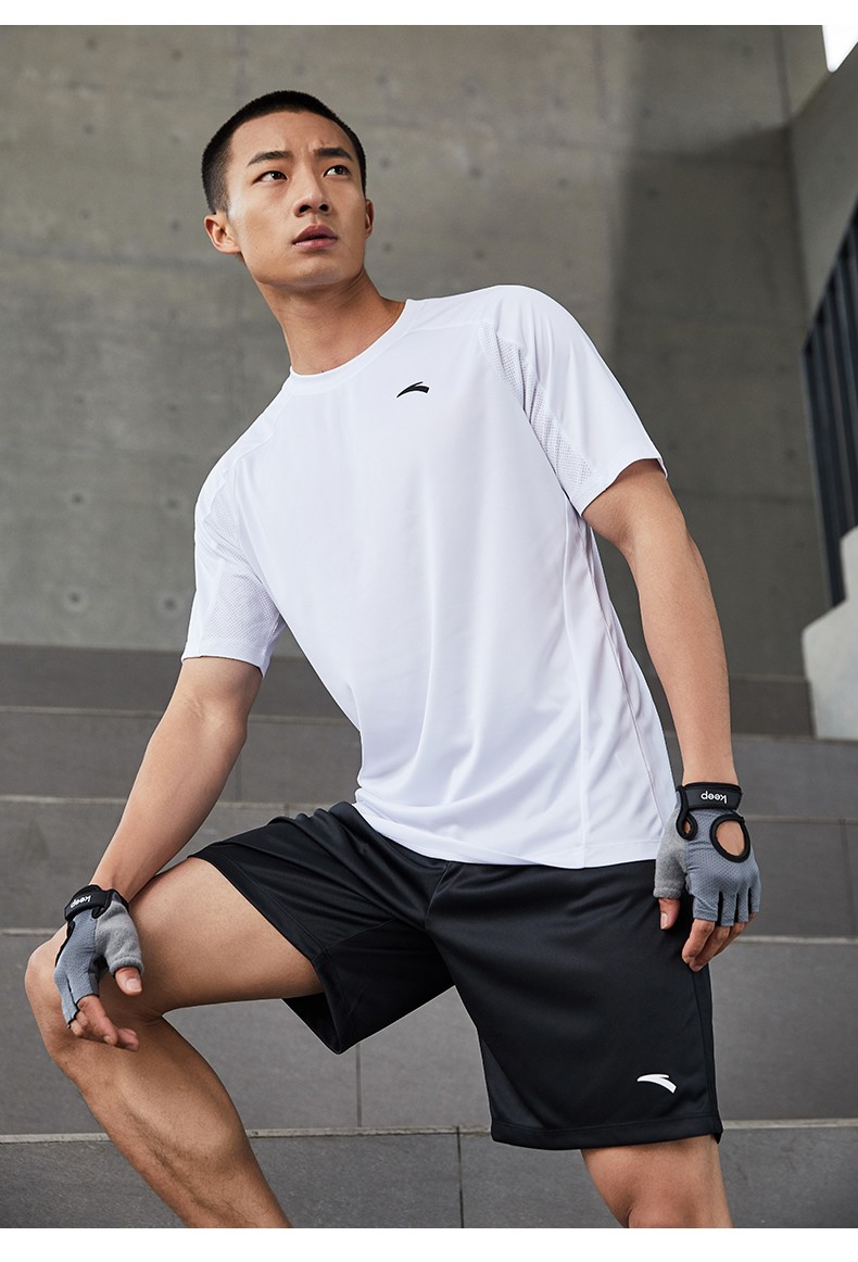 安踏运动套装男健身服速干冰丝休闲短袖夏季宽松薄款训练篮球装备t恤
