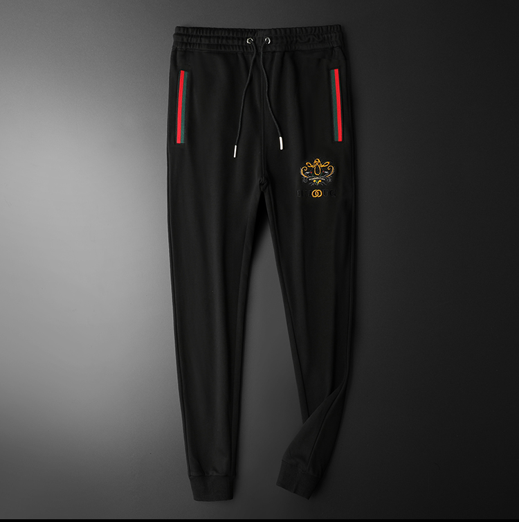 欧洲站高端轻奢潮牌2021秋冬新款男士小蜜蜂休闲束脚裤运动男裤子绣花