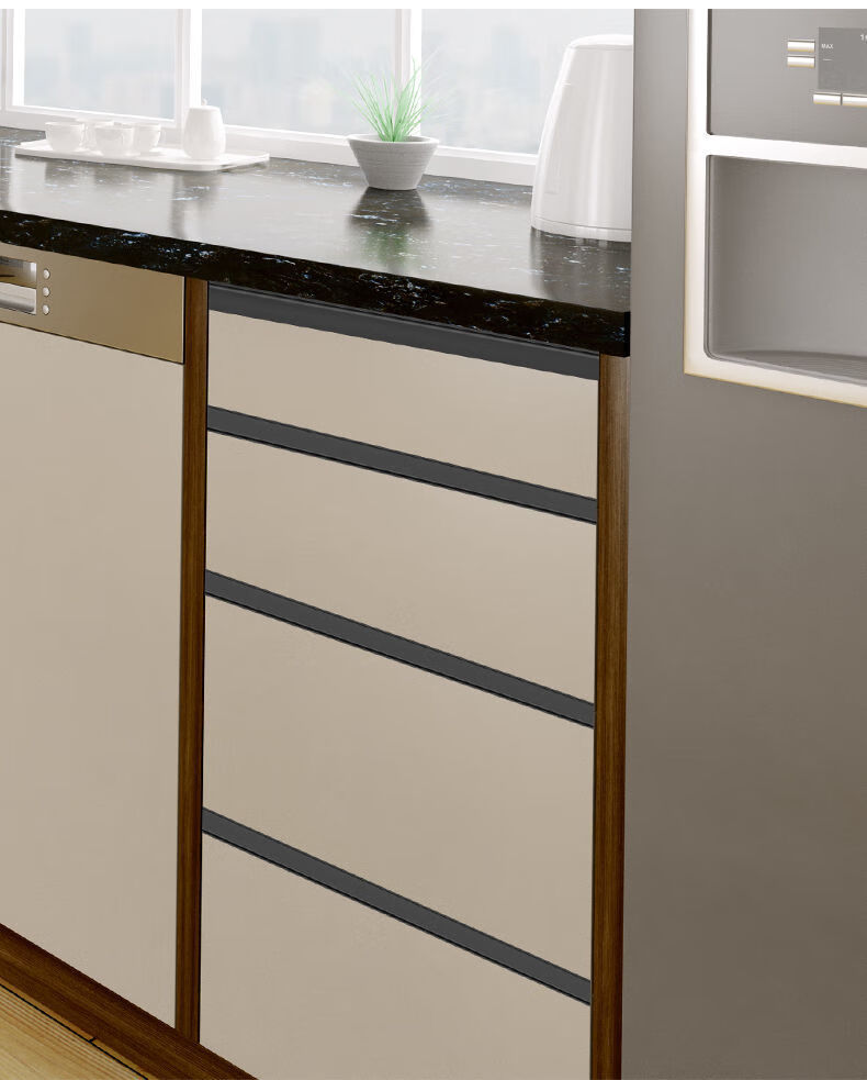 免拉手u型槽橱柜铝材隐形型材五金铝合金嵌入式厨房柜门槽上下柜抽屉