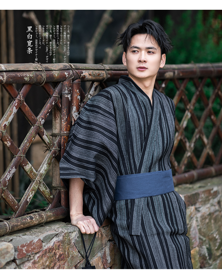 男士和服浴衣夏季男传统浴衣武1士长袍日式透气和服夏日祭写服装密室