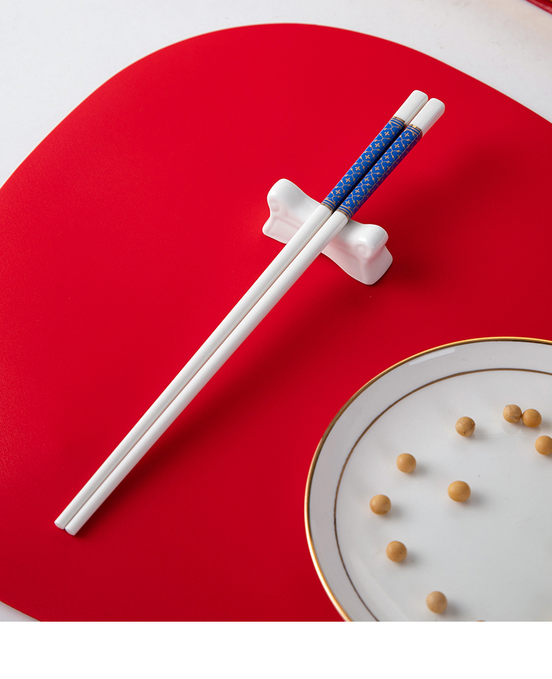传世瓷景德镇陶瓷筷子防滑防霉骨瓷象牙白筷子套装10双家用送礼一人一