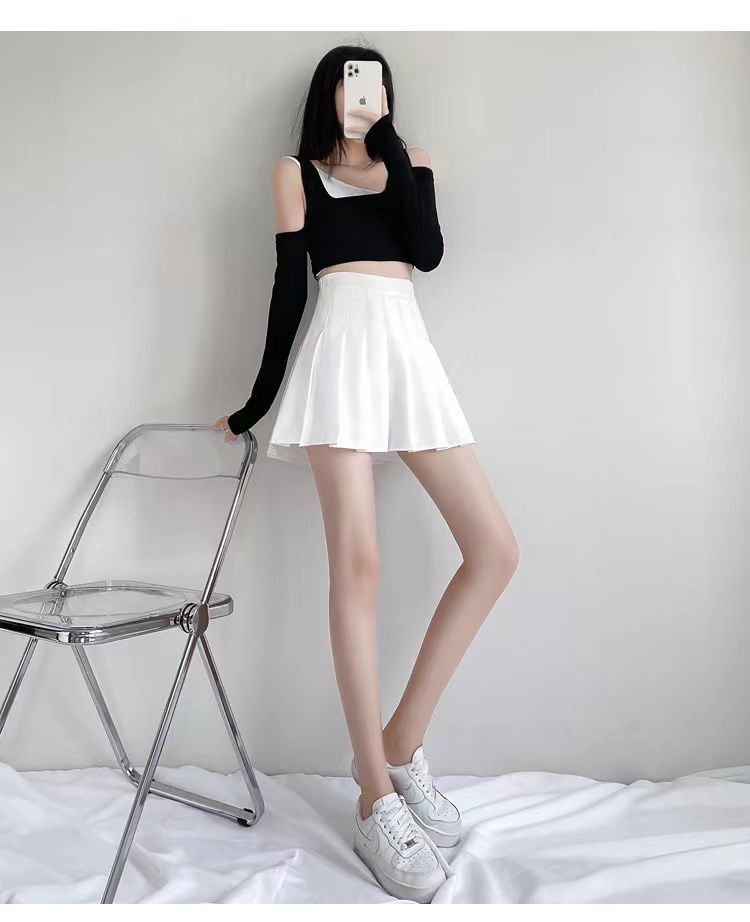 linxi 灰色百褶裙女半身裙短裙子春夏季2022学生高腰显瘦字包臀裙子e