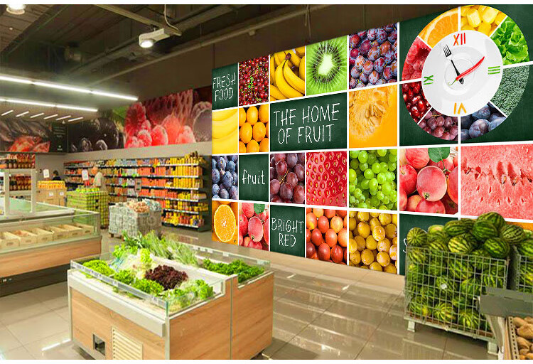 水果店墙纸水果墙纸果蔬菜大型超市便利店用品海报图案背景墙装饰壁画