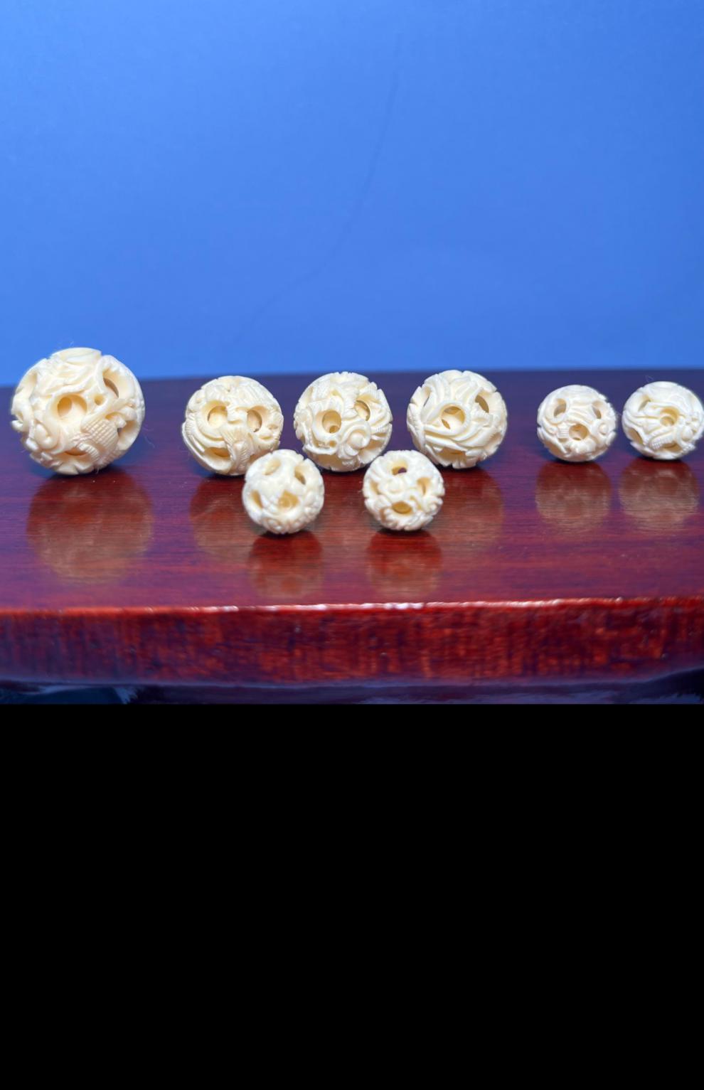 鬼工球猛犸象牙鬼工球玲珑球diy 项链手串配饰自助脖挂文玩精品转运配