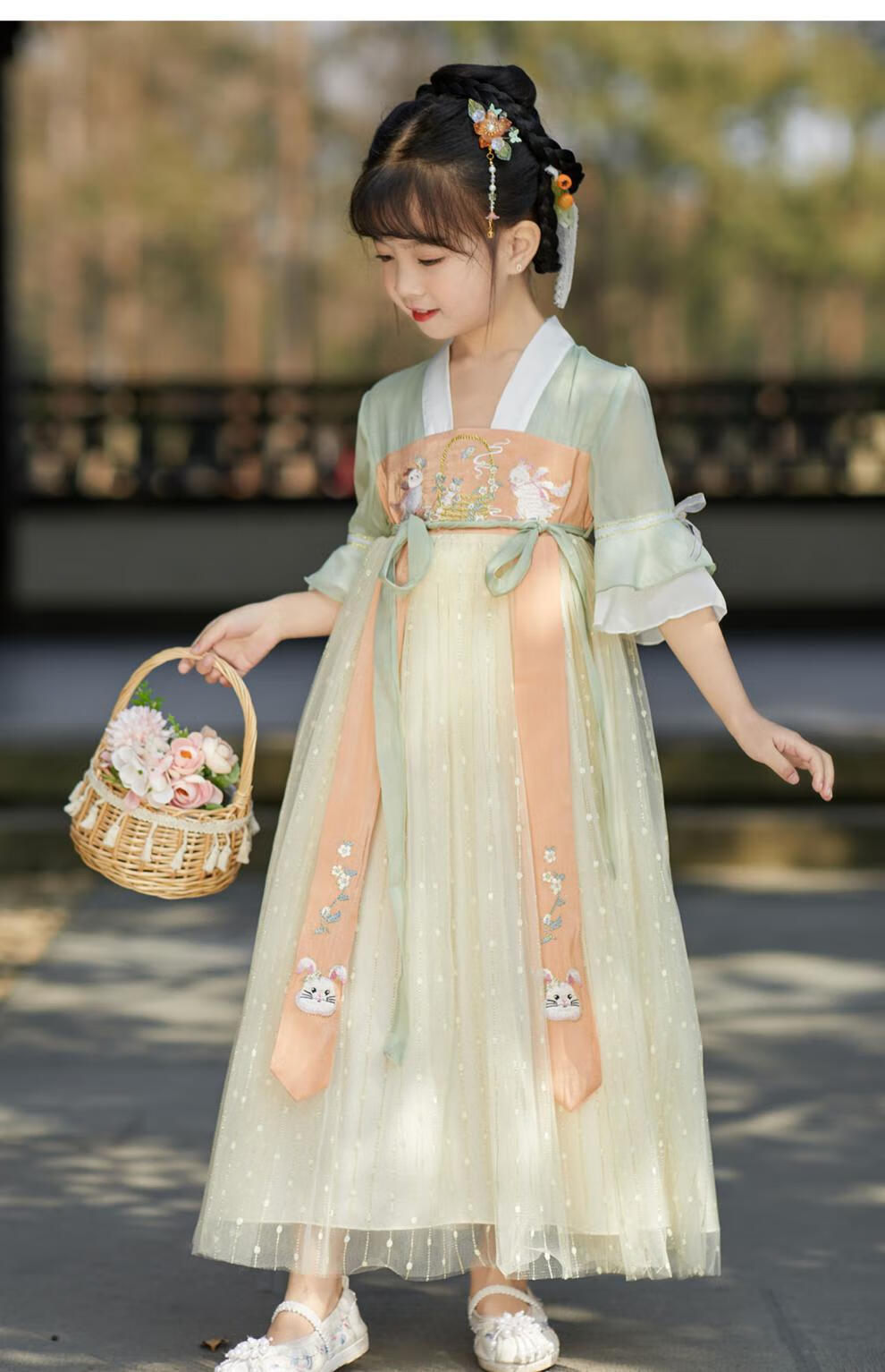 唐朝女童汉服女童汉服仙古风儿童装中国风夏季连衣裙小女孩古装唐装