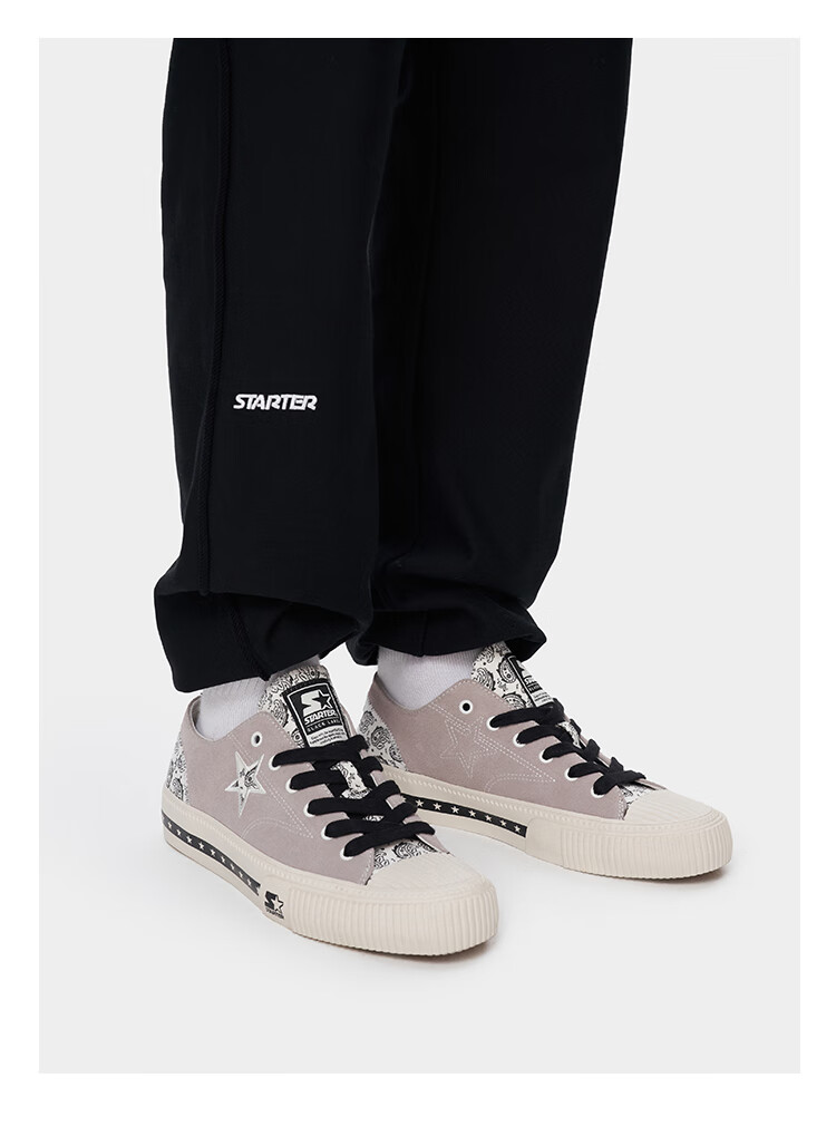 starter情侣款潮流经典腰果花设计感休闲百搭硫化帆布鞋浅灰色42