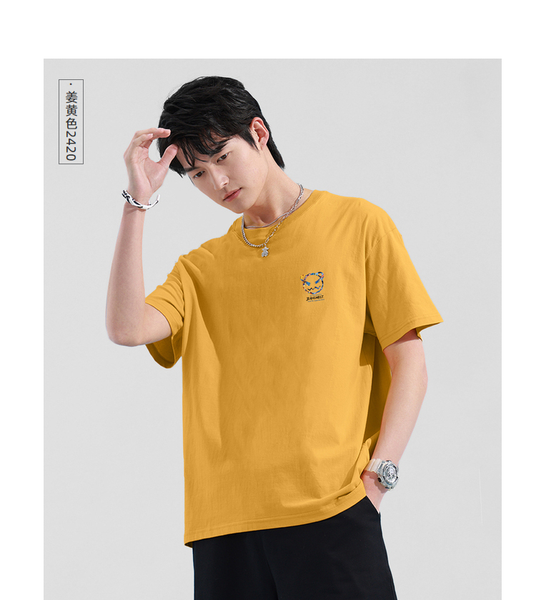 男友风男装全棉宽松潮流打底上衣夏季新款印花短袖t恤白色210a17092am