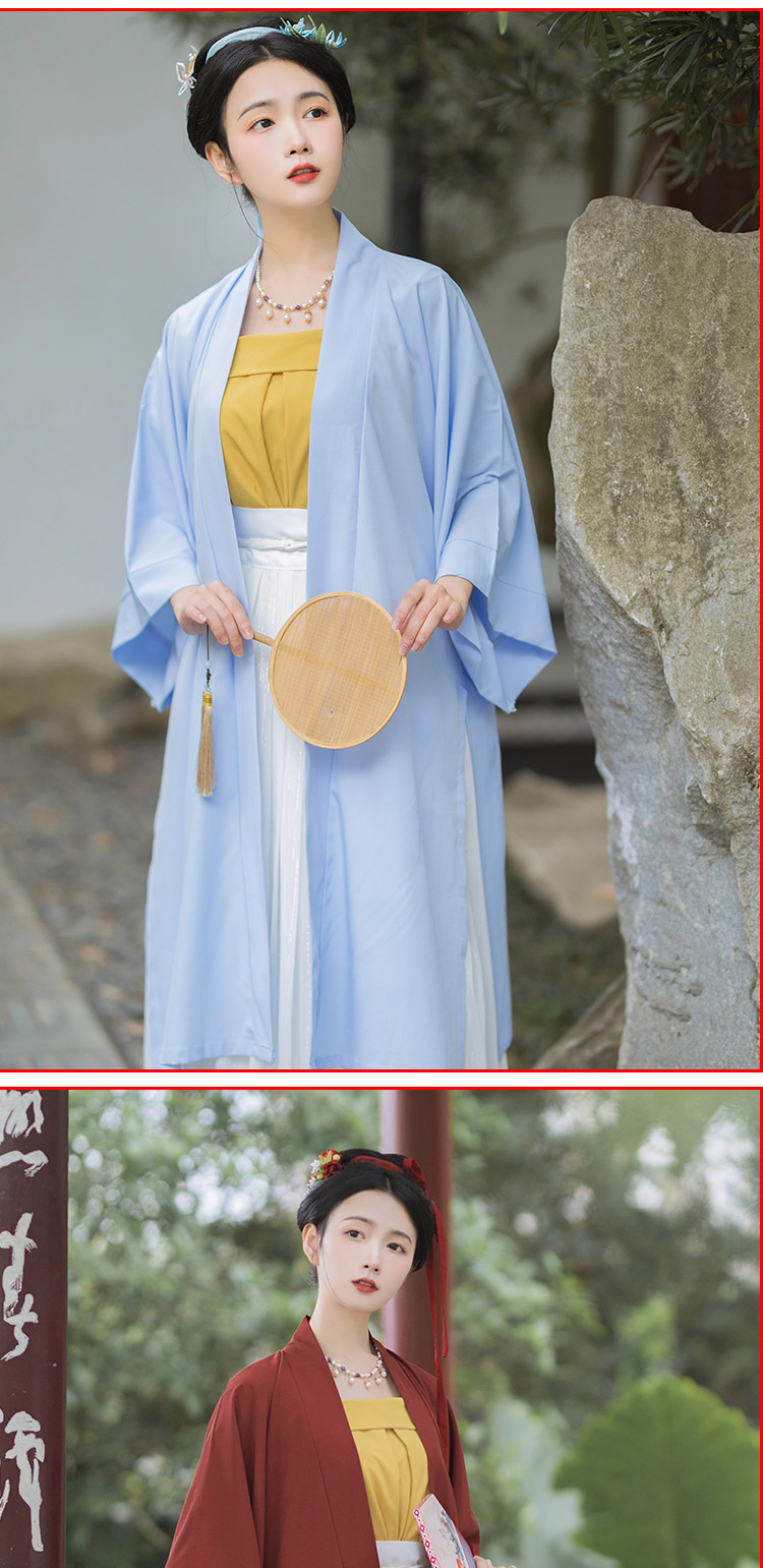 【顺丰速运礼盒装】高档汉青月长干寺宋半袖对襟长衫色百搭夏季宋制