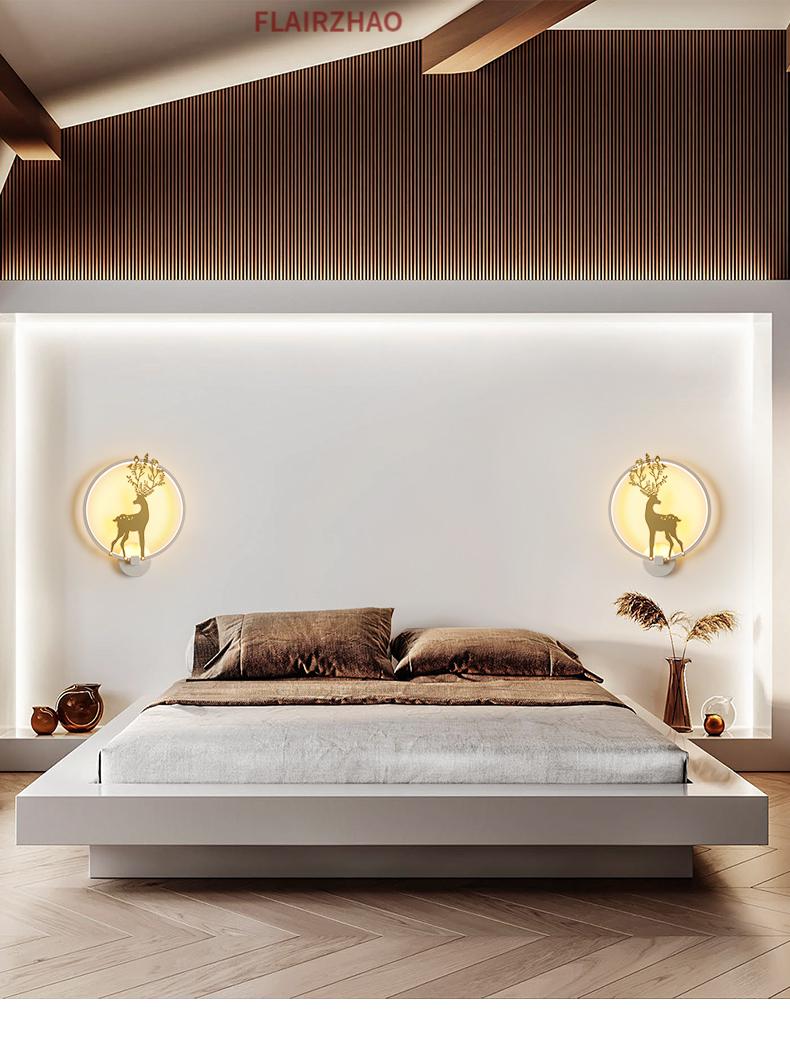 北欧小鹿壁灯卧室客厅现代简约床头灯创意led过道楼梯墙壁造型灯 b款