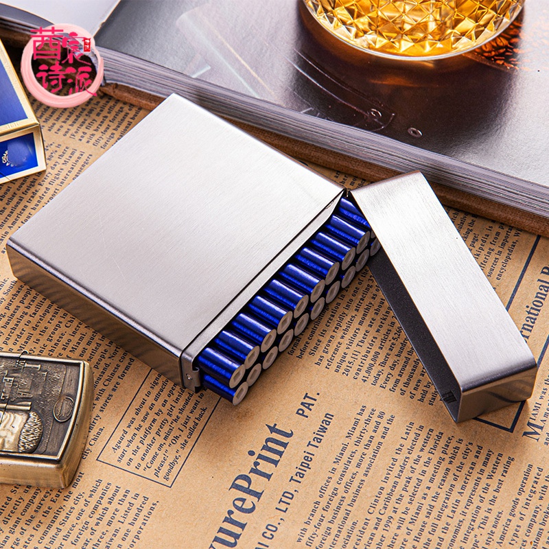 莤宸不锈钢烟盒德国创意304不锈钢烟盒20支装个性软包盒男便携潮壳