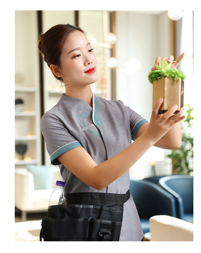 bianyemu保洁阿姨工作服短酒店客房售楼部物业保洁工作服套装夏季女