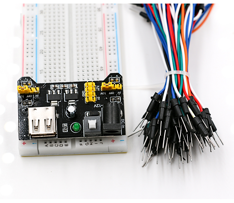mb102面包板线实验套件电子diy开发板电源模块65条杜邦线插线400孔
