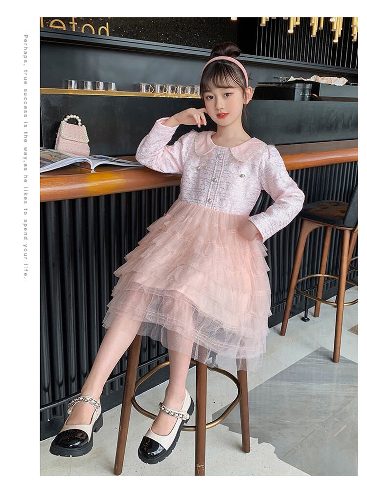 3-12岁小女孩穿秋季网纱小香风亮片蛋糕裙新款洋气好看儿童韩版连衣裙