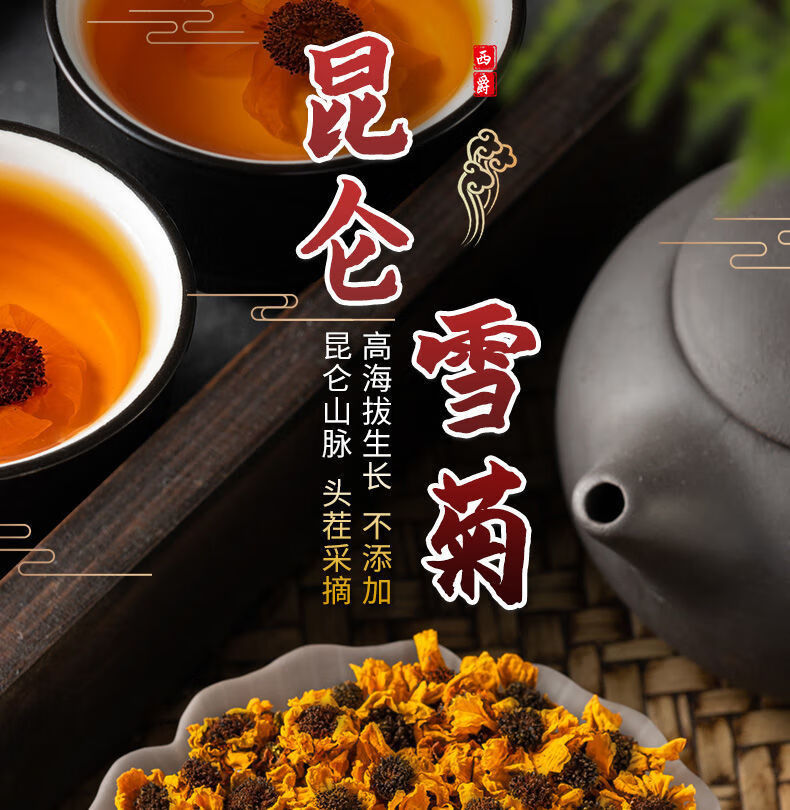 雪菊花茶昆仑雪菊雪菊降压菊花茶天山雪菊花草茶 昆山雪菊40g(1罐)