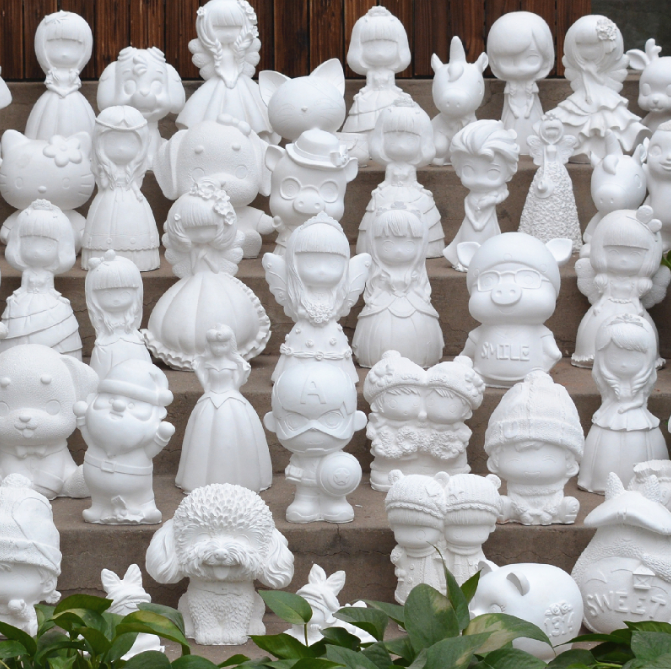 绿野客石膏娃娃涂色史迪仔网红上色石膏像卡通彩绘非摔不坏diy涂鸦白