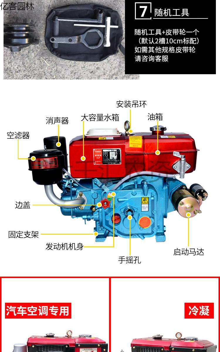单缸柴油机常州发动机8匹马力水冷发动机拖拉机农用电启动12匹15匹18