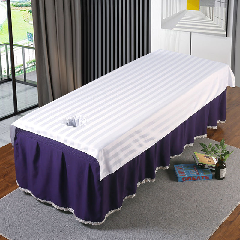 美容床单按摩床单美容院床单推拿疗床单床单速干带洞白色压花115190cm