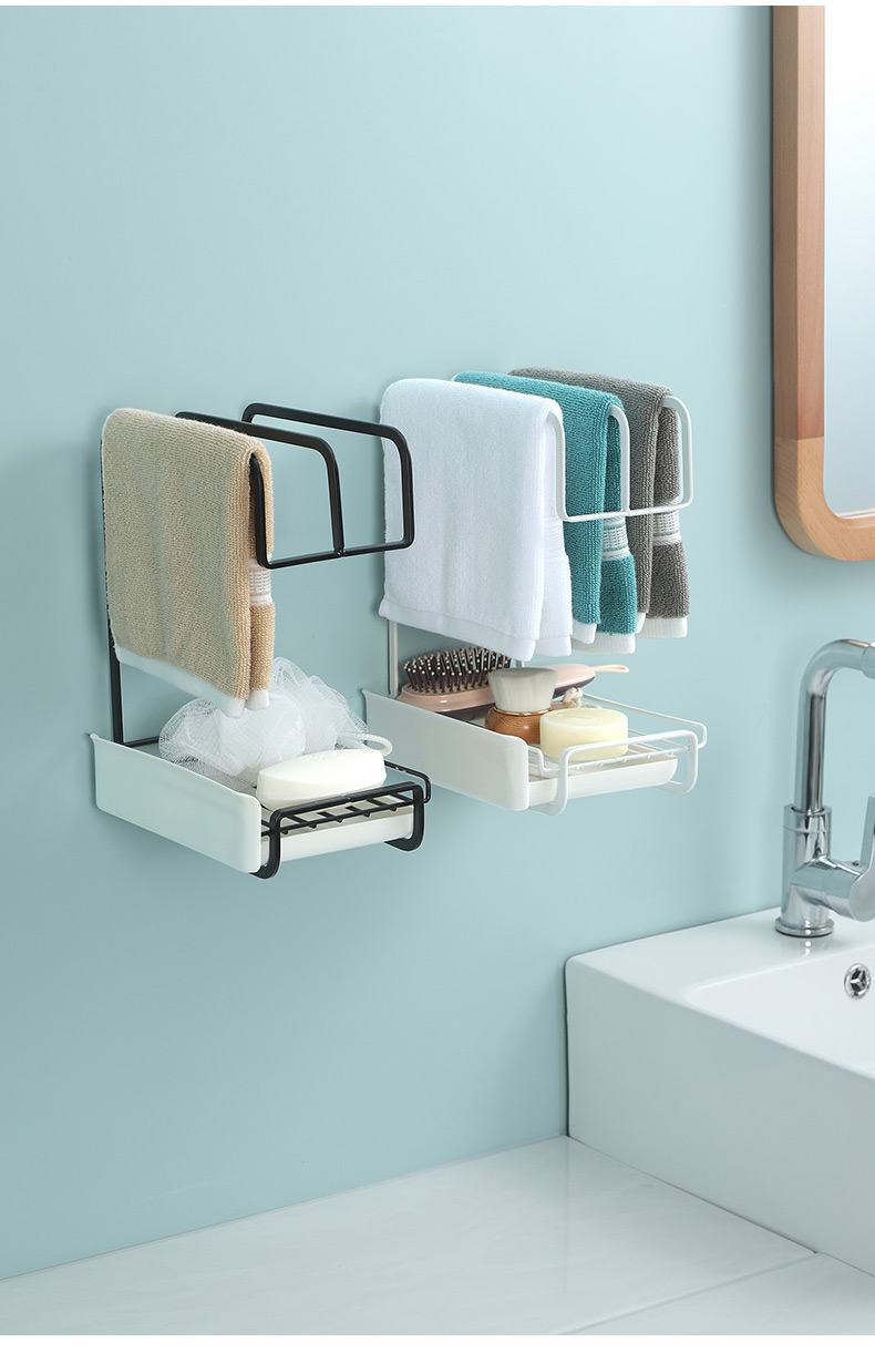 毛巾架免打孔浴室卫生间厕所北欧简约创意挂洗脸巾厨房抹布杆挂架d2