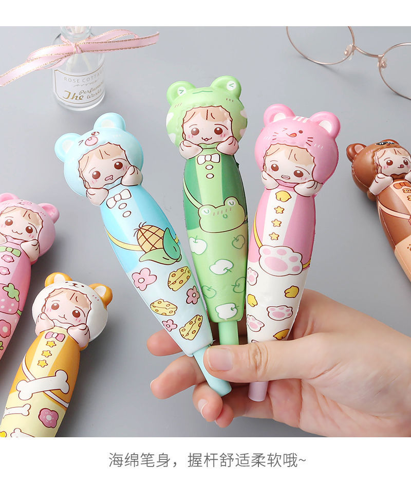 减压笔 解压捏捏可爱女发泄笔卡通圆珠笔 面包单个随机发