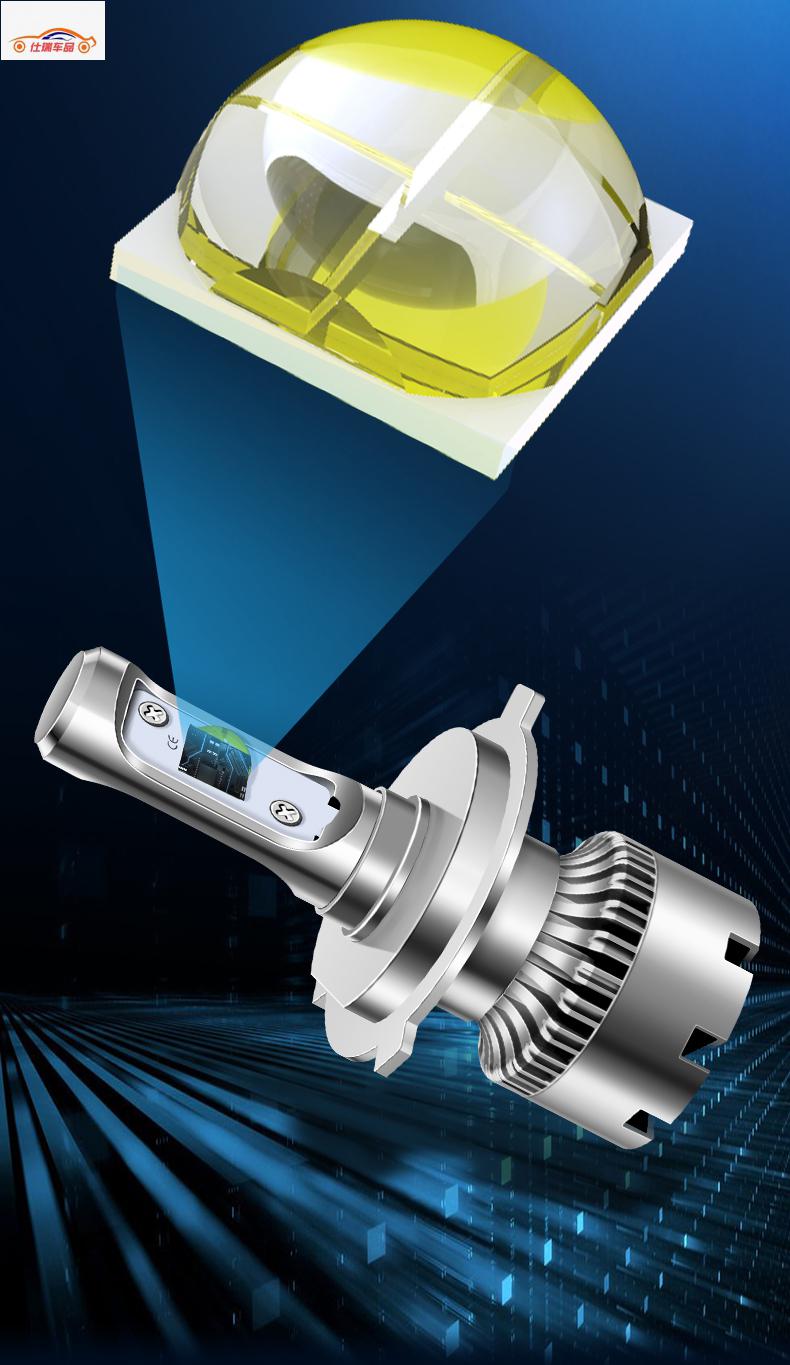 适用豪爵dl250摩托车led大灯泡改装三爪h4远近一体带透镜超亮100w h4