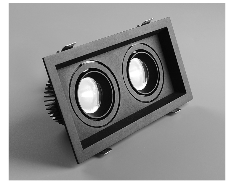 向世照明斗胆灯双头led嵌入式射灯方形客厅过道玄关防眩方形格栅射灯