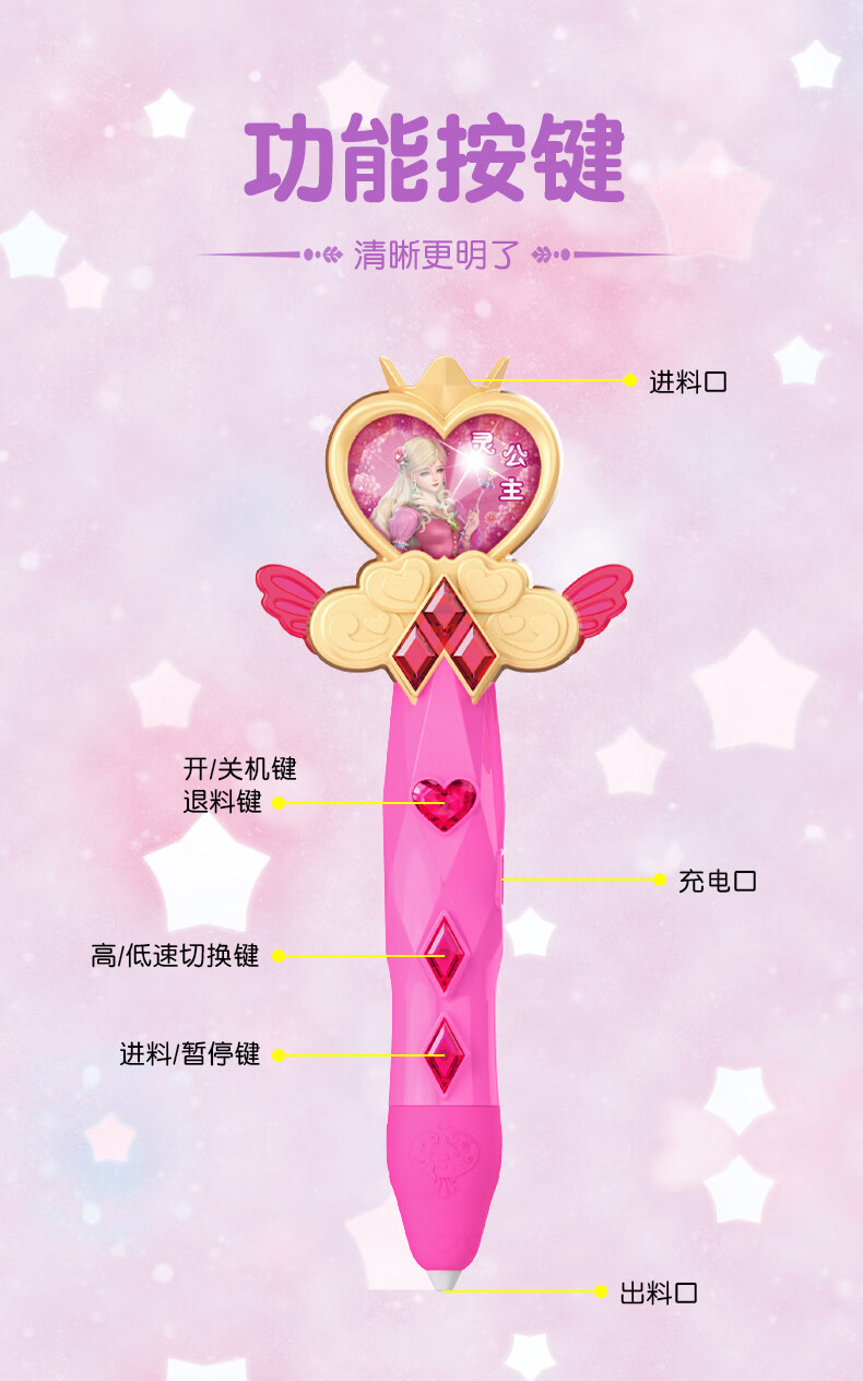 叶罗丽3d打印笔儿童款立体绘画三地耗材学生网红涂鸦神奇4d正版低温