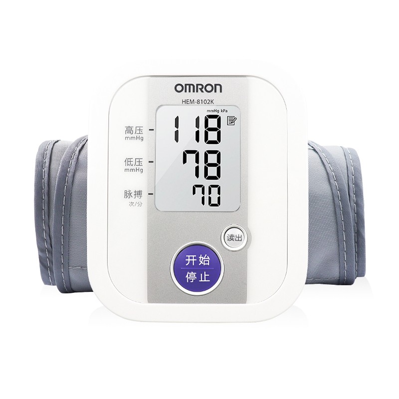 欧姆龙 电子血压计hem-8102k 全自动上臂式家用测量 智能加压14次记忆