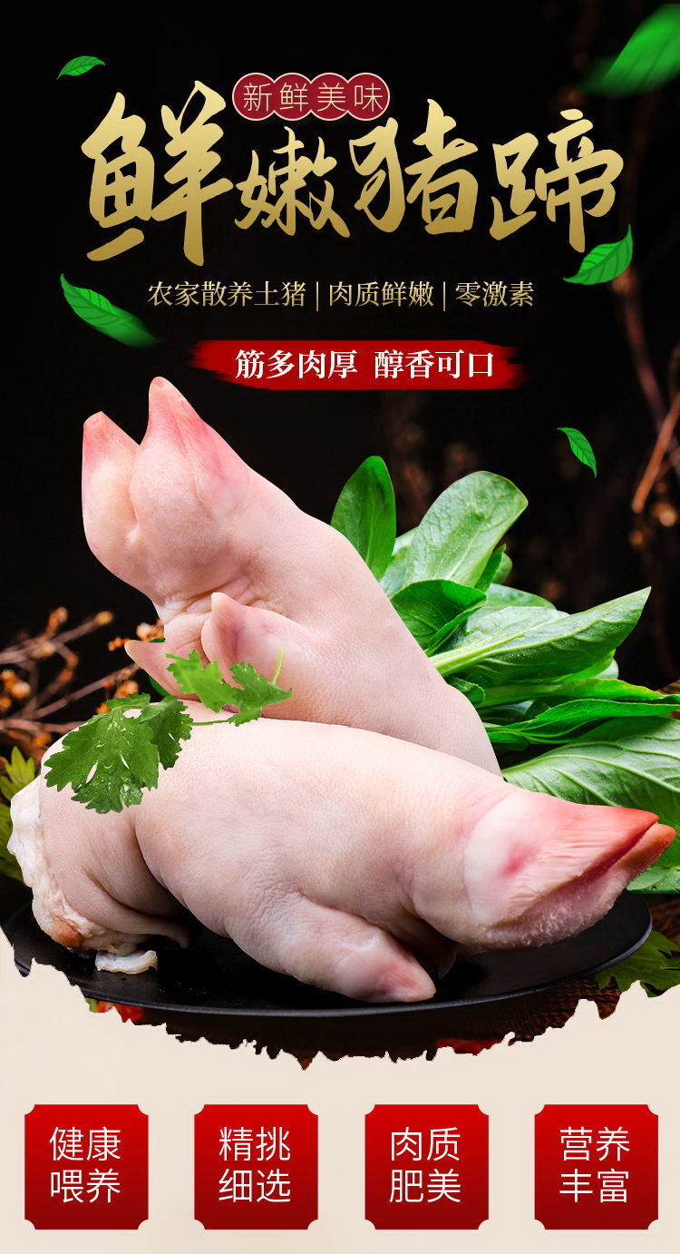 猪蹄小香猪蹄整只带筋前蹄后蹄新鲜冷冻猪手农家散养猪爪猪肉 十只装